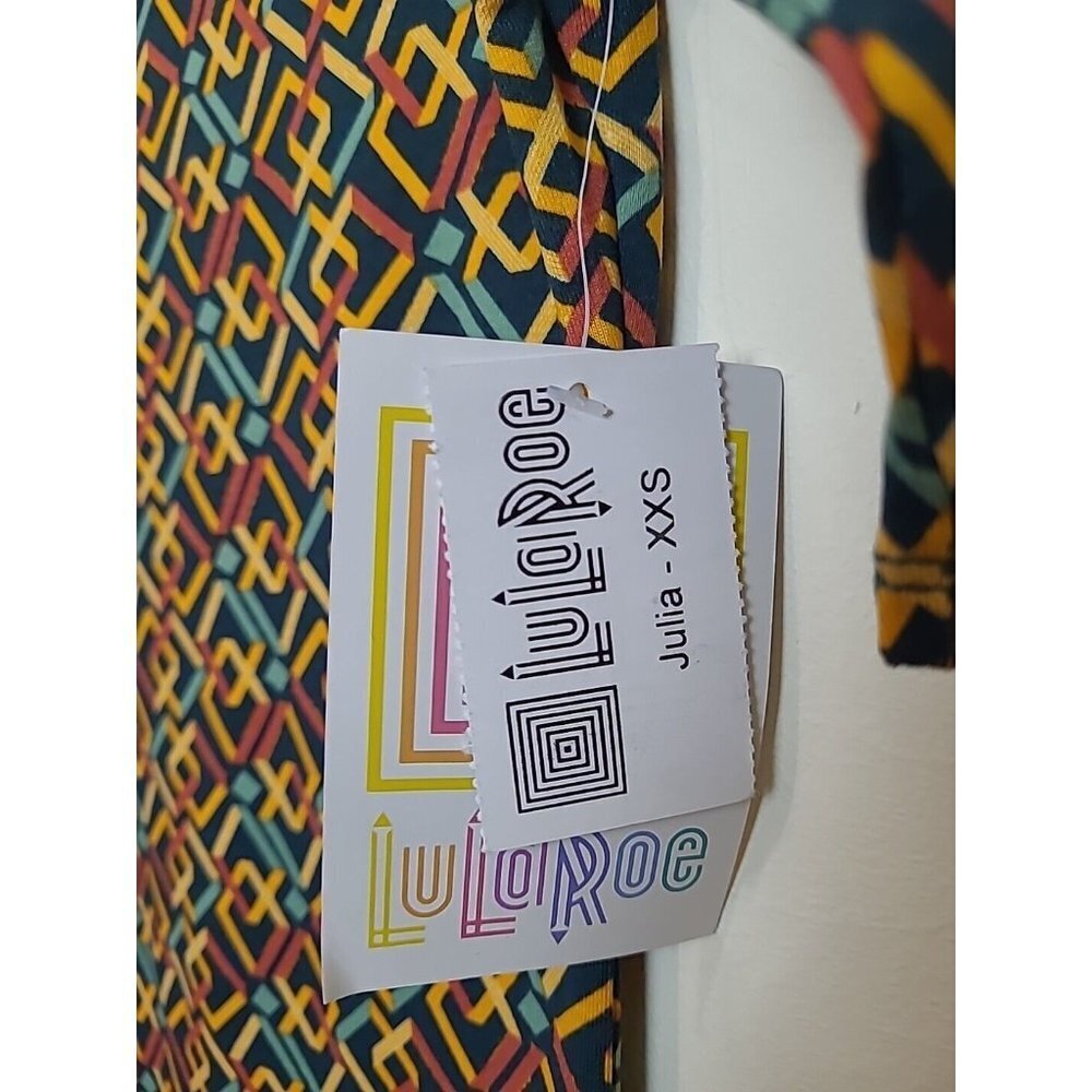 Lularoe XXS Julia Dress Multi-Color Geometric Knee length Lot Of 2 - Picture 15 of 16